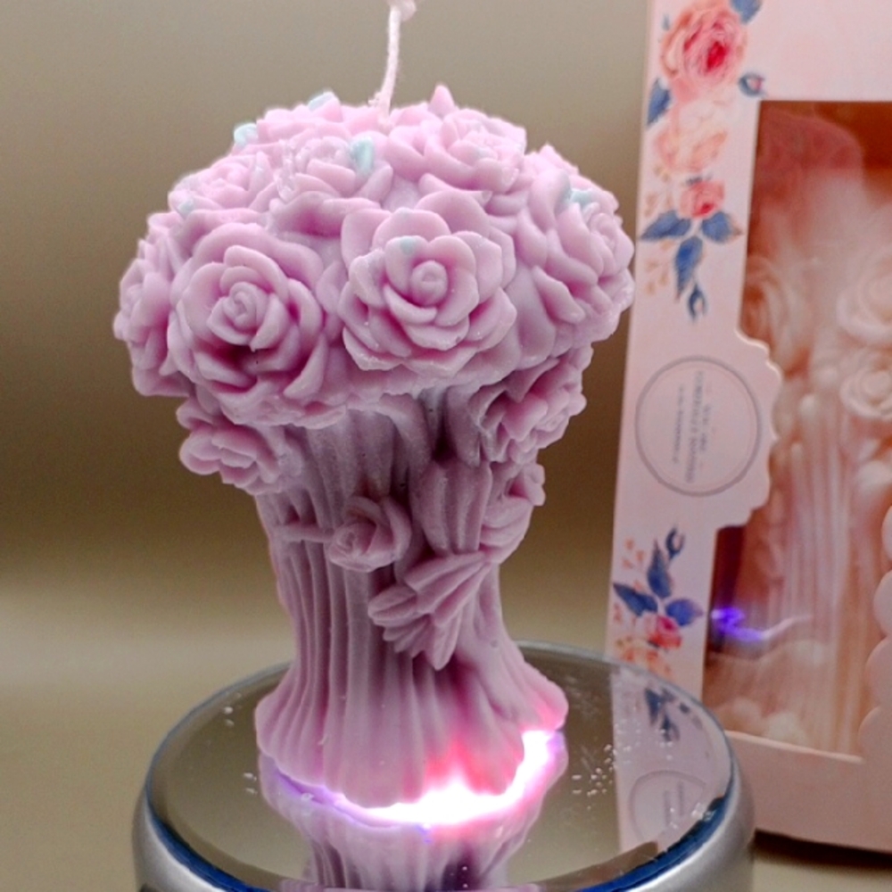 BaRich Hand Made 💕 Pink Rose Bouquet Candle